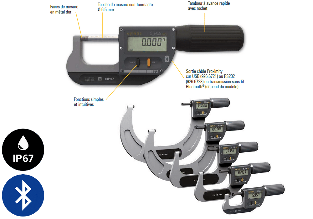 Micromètre professionnel Sylvac modèle S_Mike Pro Cylindrique Ø6,5