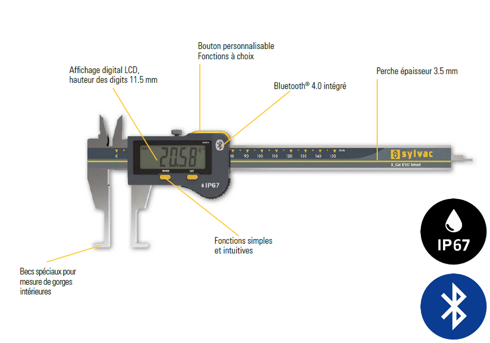 Pied à coulisse Sylvac modèle S_Cal Evo Smart Internal Groove