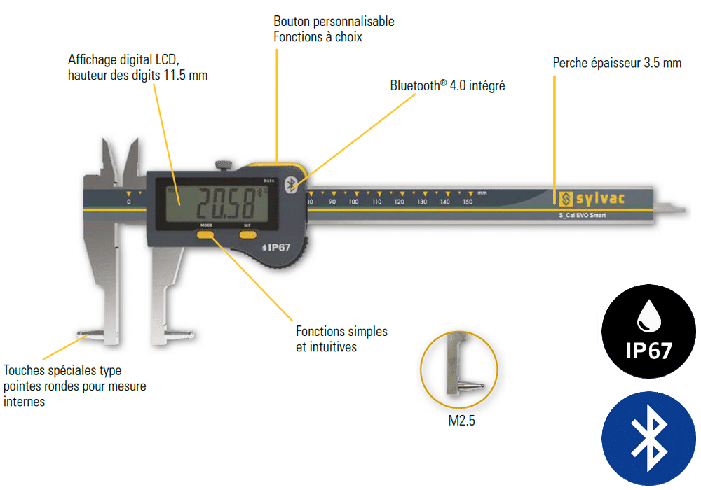 Pied à coulisse Sylvac modèle S_Cal Evo Smart Points Jaws