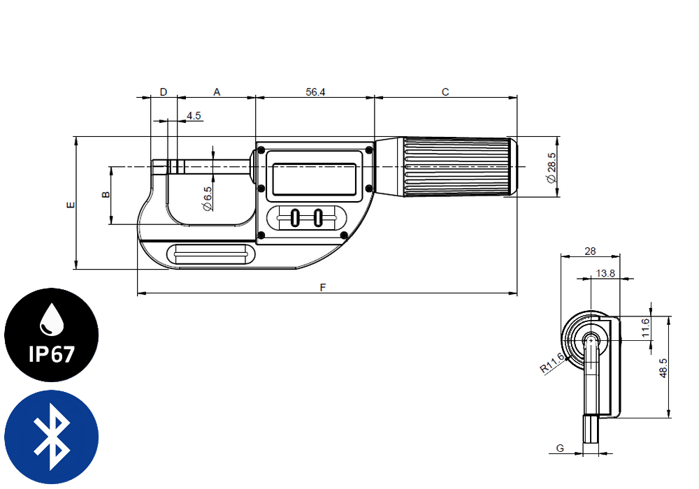 Micromètre professionnelle Sylvac modèle S_Mike Pro Cylindrique Ø6,5 Smart