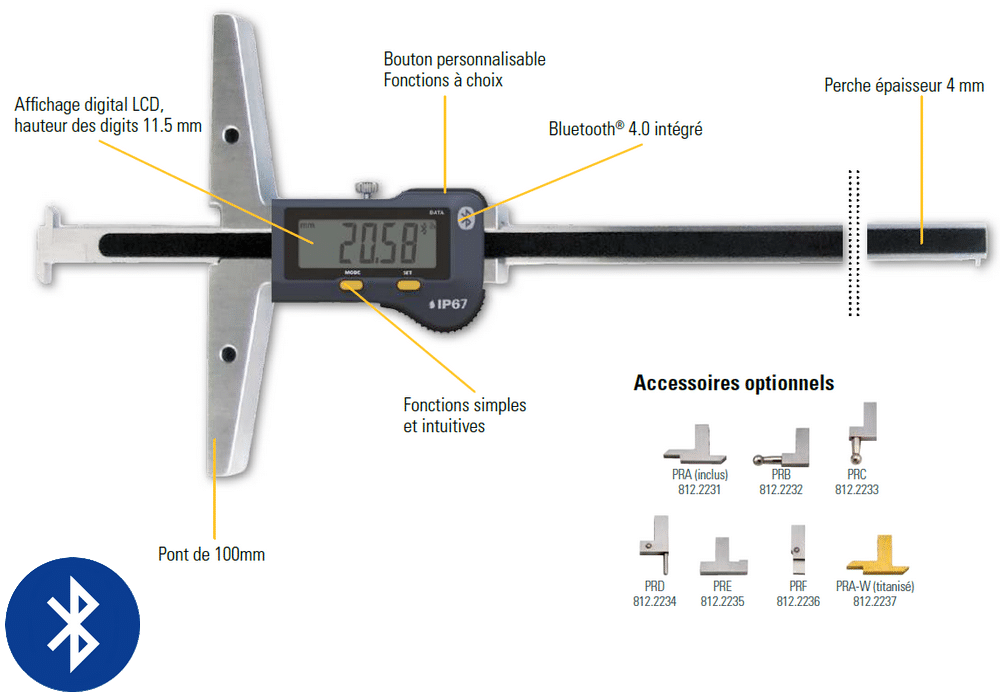 Jauge de profondeur Sylvac modèle S_Depth Evo two fixed measuring jaws