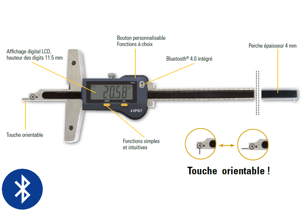 Comparateur mécanique 1 mm palpeur orientable