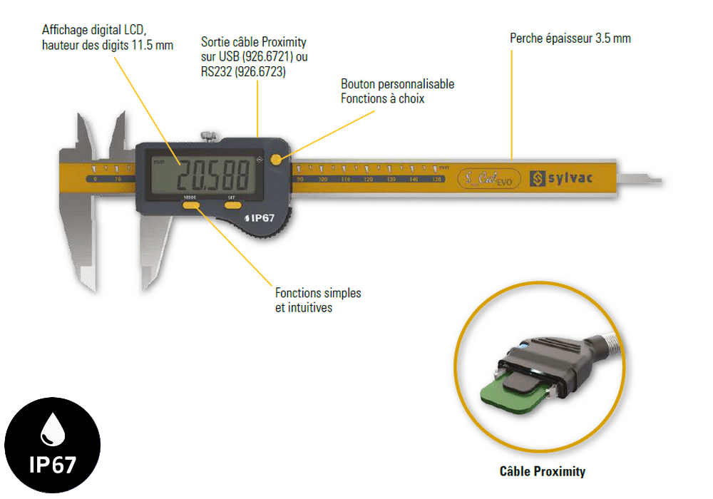 Pied à coulisse Sylvac modèle S_cal Evo Proximity Micron