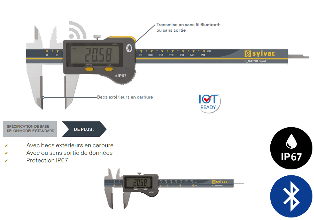 Pied à coulisse Sylvac modèle S_cal Evo Smart Carbure